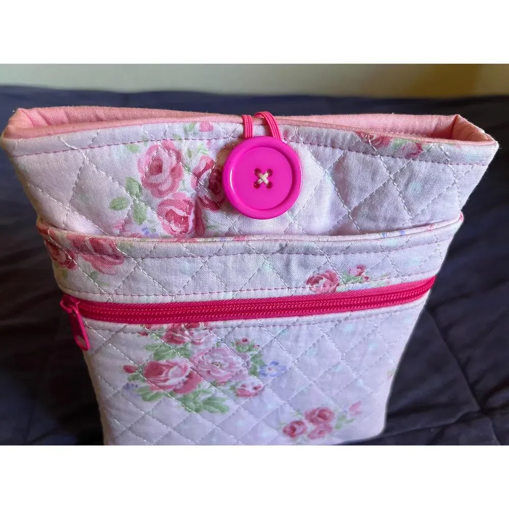 NWOT Handmade Quilted Kindle Paperwhite Pouch, Dual Pockets, Button Closure